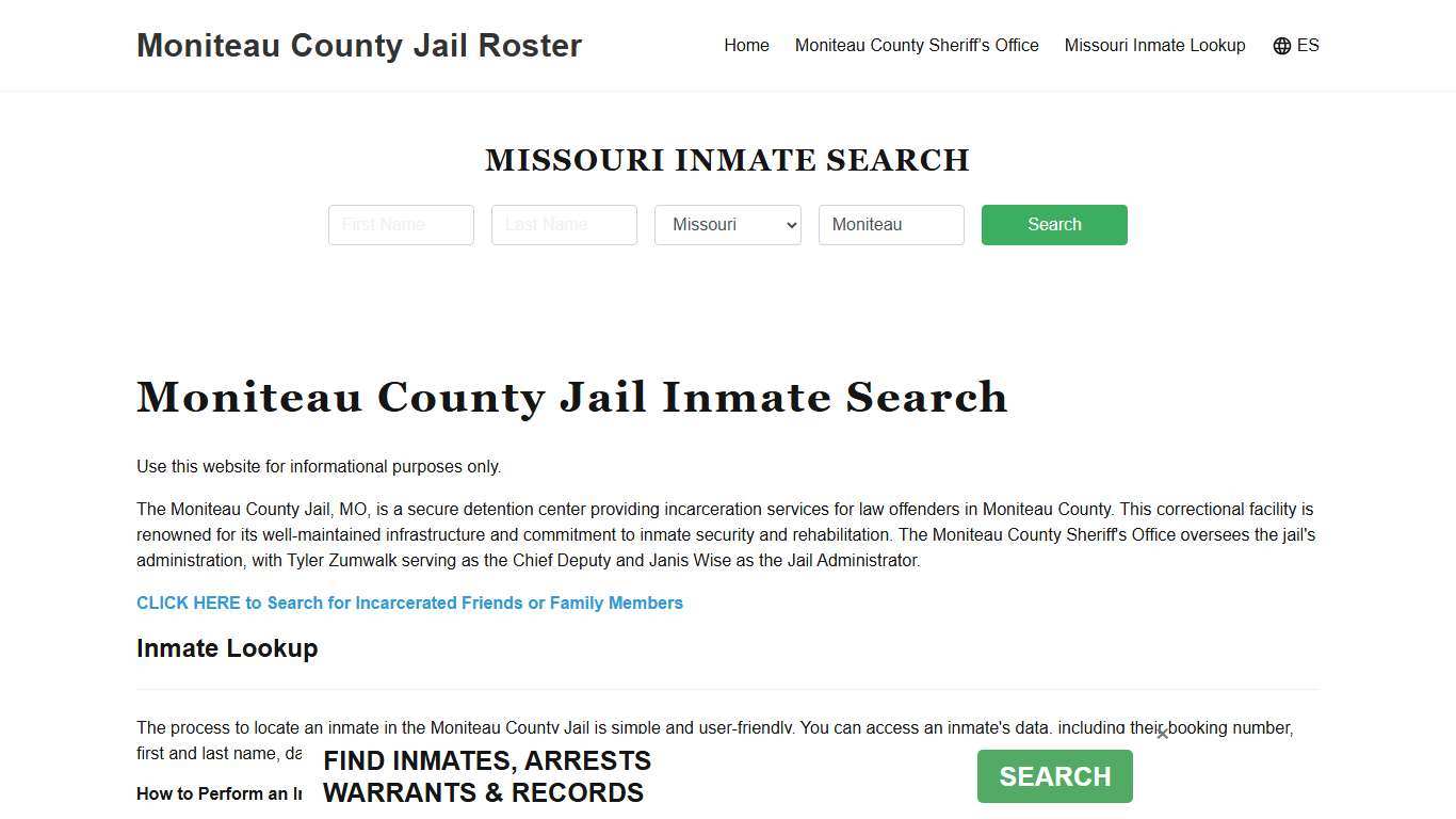 Moniteau County Jail Roster Lookup, MO, Inmate Search